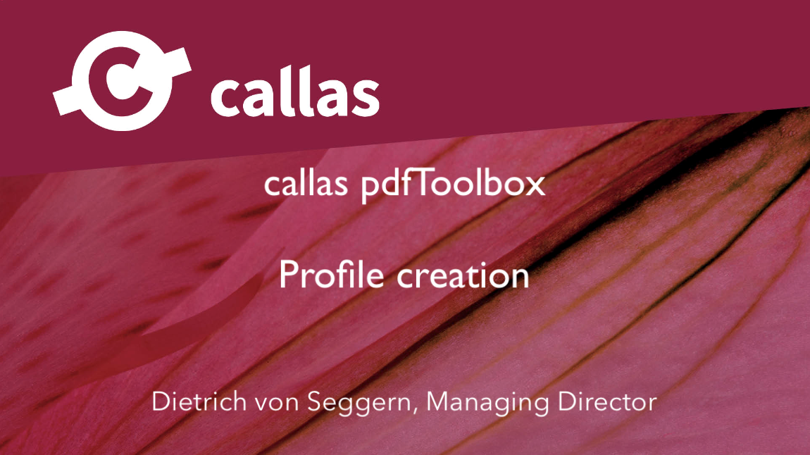 Profile creation in pdfToolbox