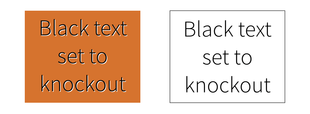 Black text set to knockout image